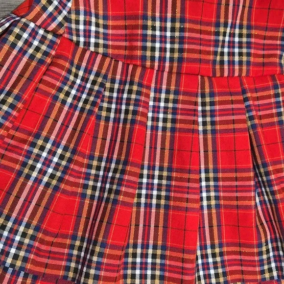 H &M GIRLS Red Plaid Pleated Skirt!!! (RED, GOLD, BLUE, BLACK & WHITE) - Picture 2 of 6